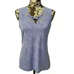 NWT-Michael Kors Women's Sleeveless Floral Tank Top Blue Size Small